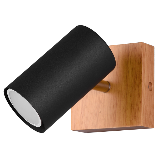 Deckenleuchte Marley I - Eisen / Eiche massiv - Schwarz - Flammenanzahl: 1