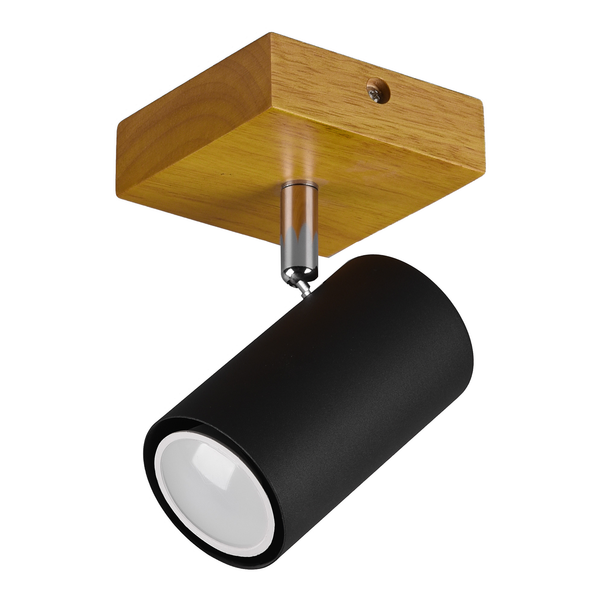 Deckenleuchte Marley I - Eisen / Eiche massiv - Schwarz - Flammenanzahl: 1