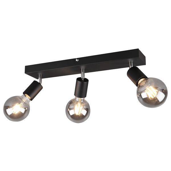 Deckenleuchte Vannes - Eisen - Schwarz - Flammenanzahl: 3