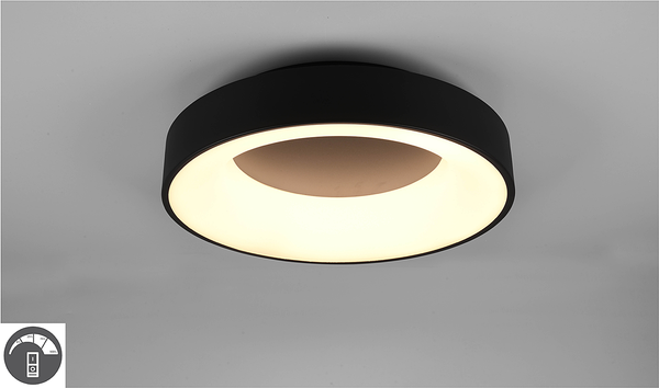 LED-Deckenleuchte Girona - Polyacryl / Eisen - 1-flammig - Schwarz - Durchmesser: 45 cm