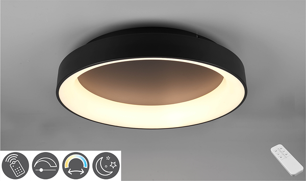 LED-Deckenleuchte Girona - Polyacryl / Eisen - 1-flammig - Schwarz - Durchmesser: 60 cm