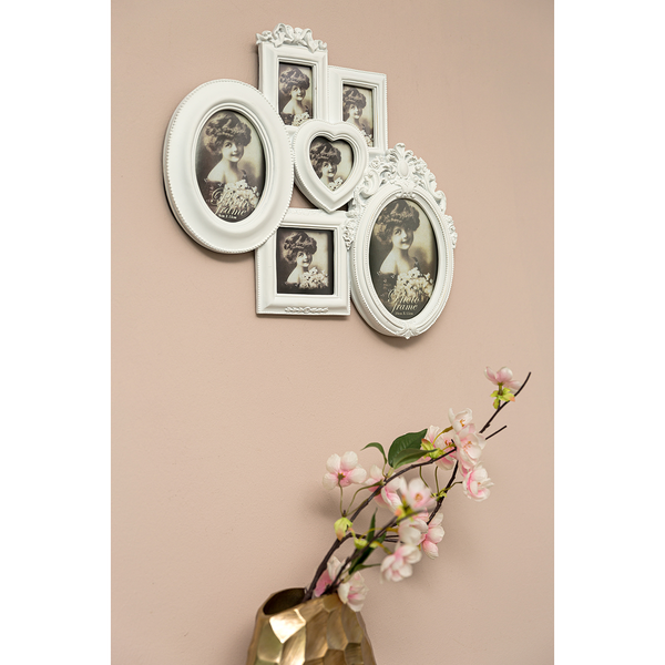 Family Bilderrahmen Lora (6-teilig) - Polyresin - Antikweiß