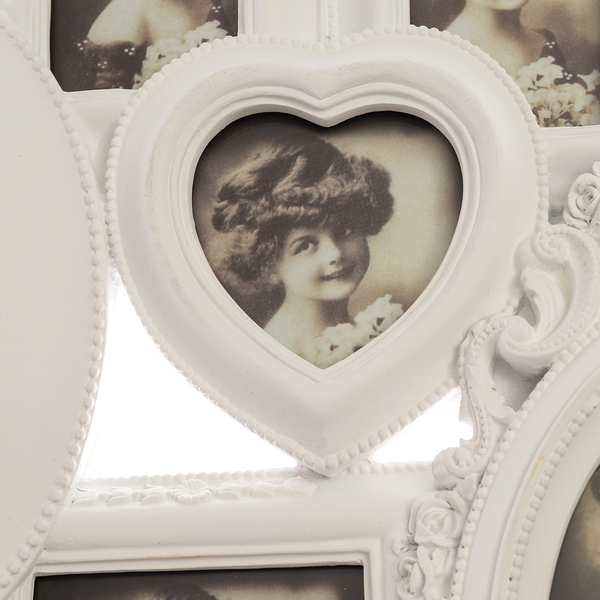 Family Bilderrahmen Lora (6-teilig) - Polyresin - Antikweiß