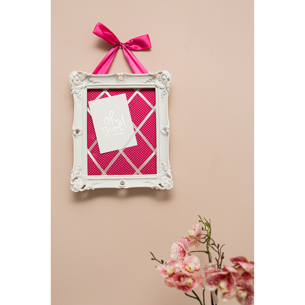 Memo Board Justina - Polyresin - Weiß / Pink