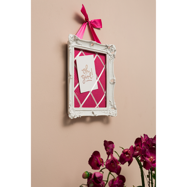 Memo Board Justina - Polyresin - Weiß / Pink