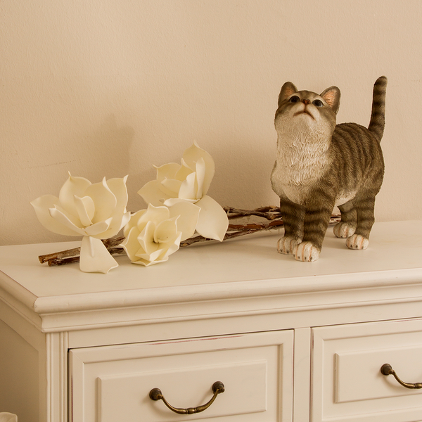 Dekofigur Katze Liala - Kunstharz / Polyresin - Natur