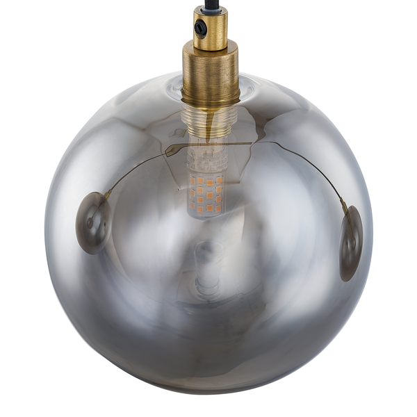 Pendelleuchte Helja II - Rauchglas / Eisen - 3-flammig