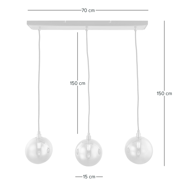 Pendelleuchte Helja II - Rauchglas / Eisen - 3-flammig