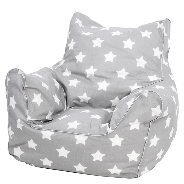 Kindersitzsack White Stars - Grau - Baumwollstoff - 50 x 43 x 40 cm