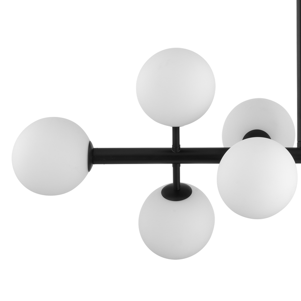 Deckenleuchte KJUL 10-flammig - Metall Schwarz / Opalglas Weiß