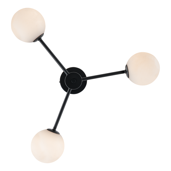 Deckenleuchte KJUL 3-flammig - Metall Schwarz / Opalglas Weiß