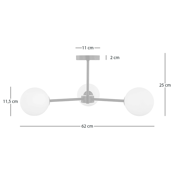 Deckenleuchte KJUL 3-flammig - Metall Schwarz / Opalglas Weiß