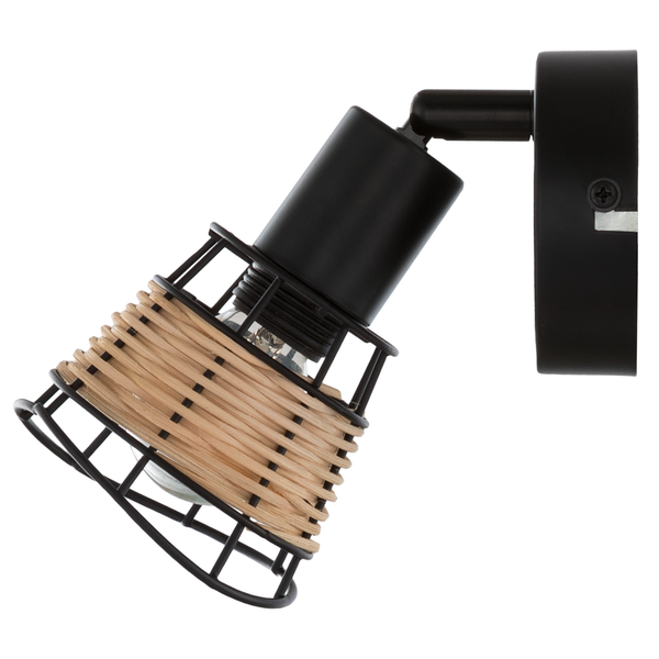 Wandleuchte Lendum - Eisen / Rattan - 1-flammig