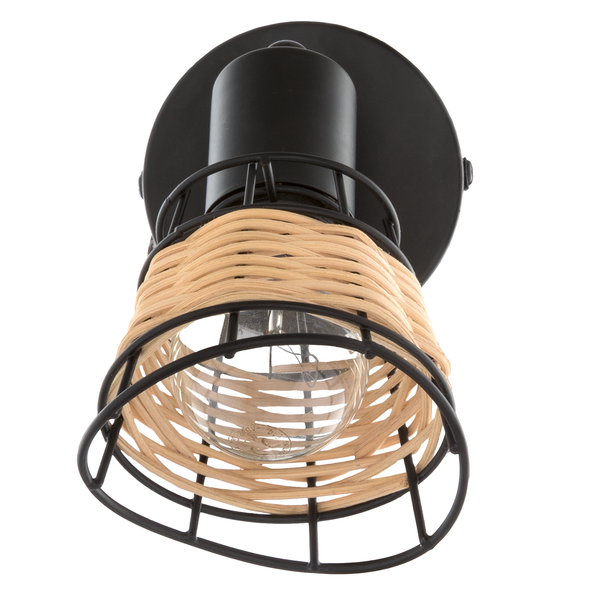 Wandleuchte Lendum - Eisen / Rattan - 1-flammig