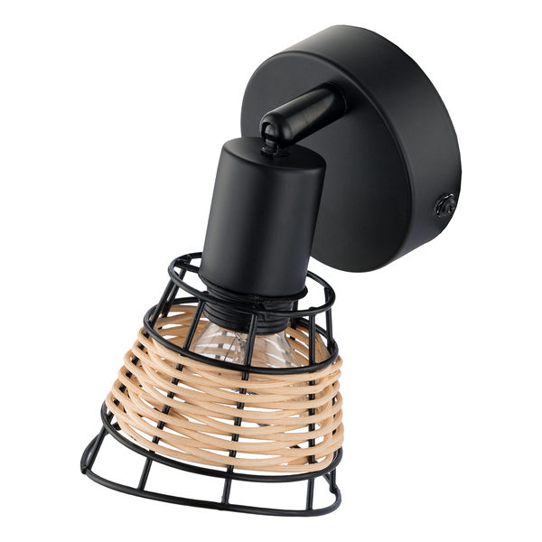 Wandleuchte Lendum - Eisen / Rattan - 1-flammig