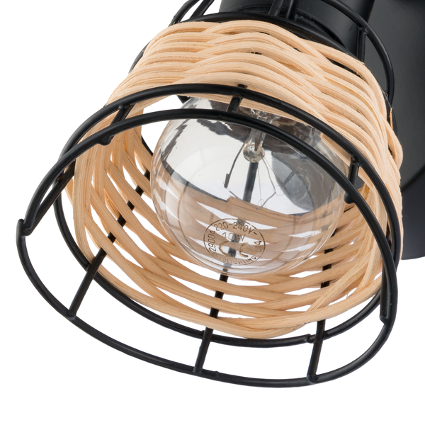 Wandleuchte Lendum - Eisen / Rattan - 1-flammig