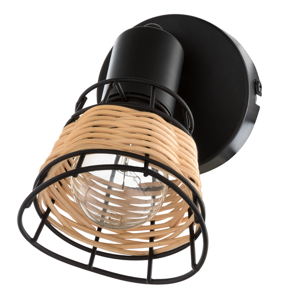 Wandleuchte Lendum - Eisen / Rattan - 1-flammig