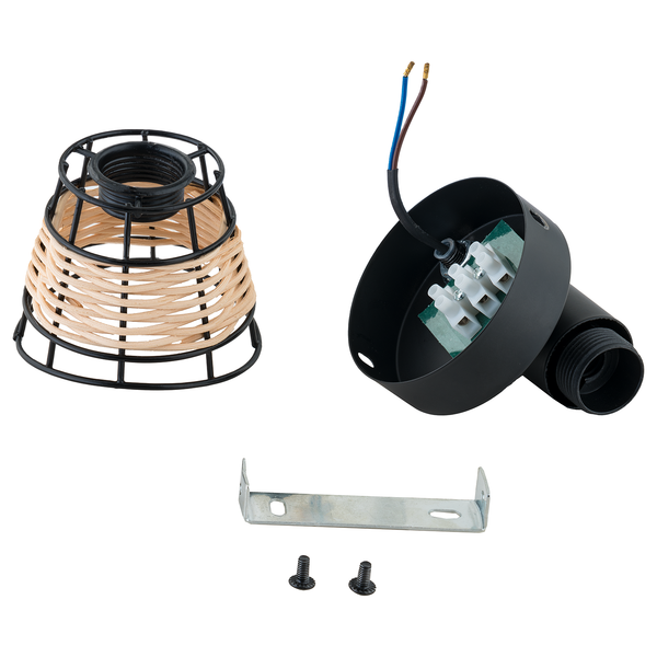 Wandleuchte Lendum - Eisen / Rattan - 1-flammig
