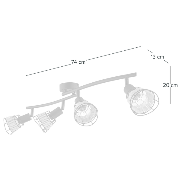 Deckenleuchte Lendum I - Eisen / Rattan - Flammenanzahl: 4