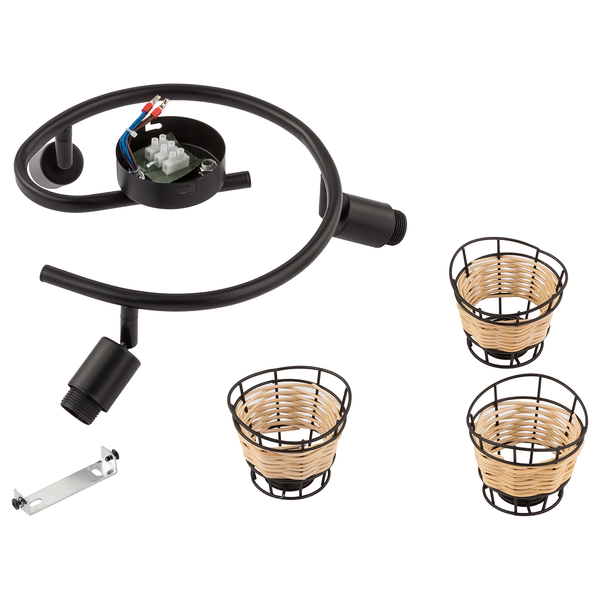 Deckenleuchte Lendum II - Eisen / Rattan - 3-flammig