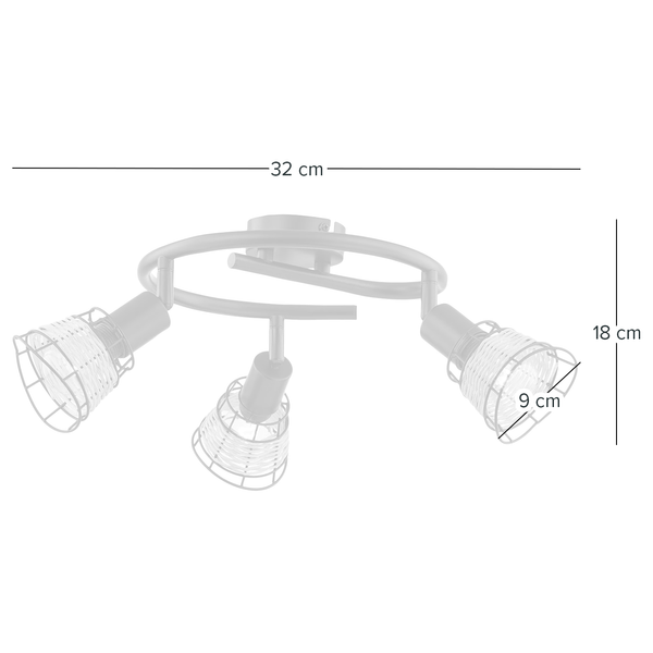 Deckenleuchte Lendum II - Eisen / Rattan - 3-flammig