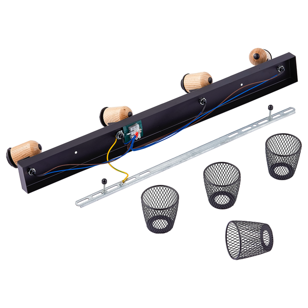 Deckenleuchte Tolne I - Eisen / Kiefer massiv - Flammenanzahl: 4