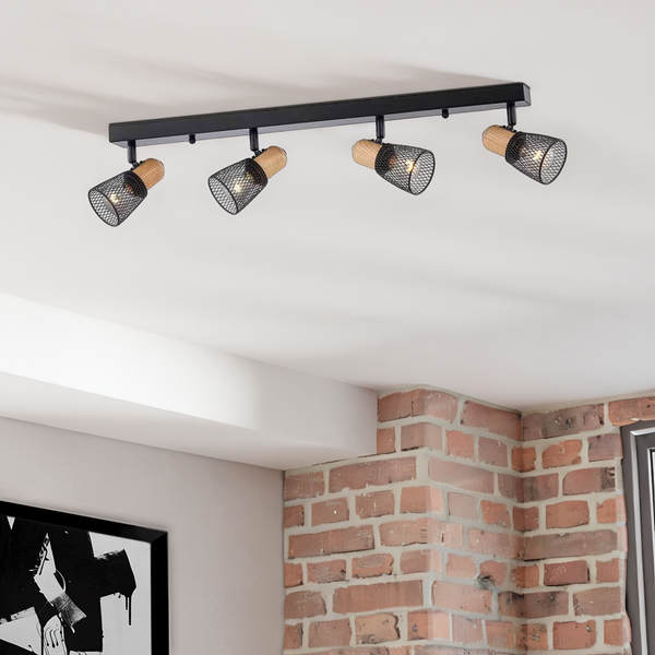 Deckenleuchte Tolne I - Eisen / Kiefer massiv - Flammenanzahl: 4