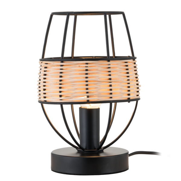 Tischleuchte Jerup - Eisen / Rattan  - 1-flammig