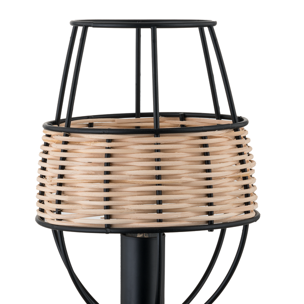 Tischleuchte Jerup - Eisen / Rattan  - 1-flammig
