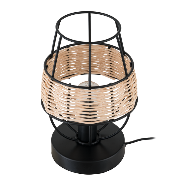 Tischleuchte Jerup - Eisen / Rattan  - 1-flammig