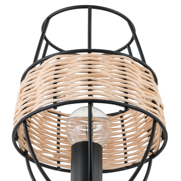 Tischleuchte Jerup - Eisen / Rattan  - 1-flammig