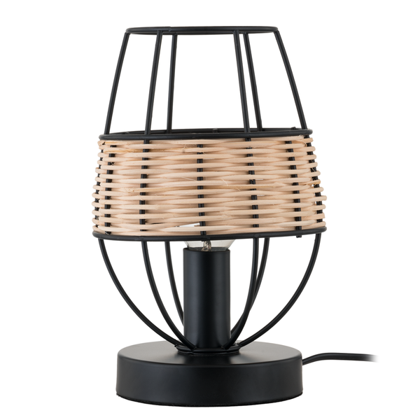 Tischleuchte Jerup - Eisen / Rattan  - 1-flammig