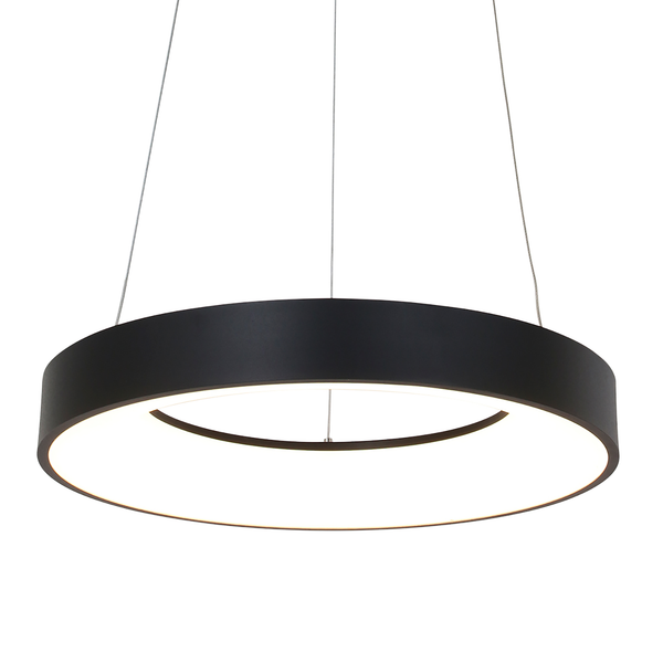 LED-Pendelleuchte Ringlede - Aluminium - 1-flammig - Schwarz - Durchmesser: 48 cm