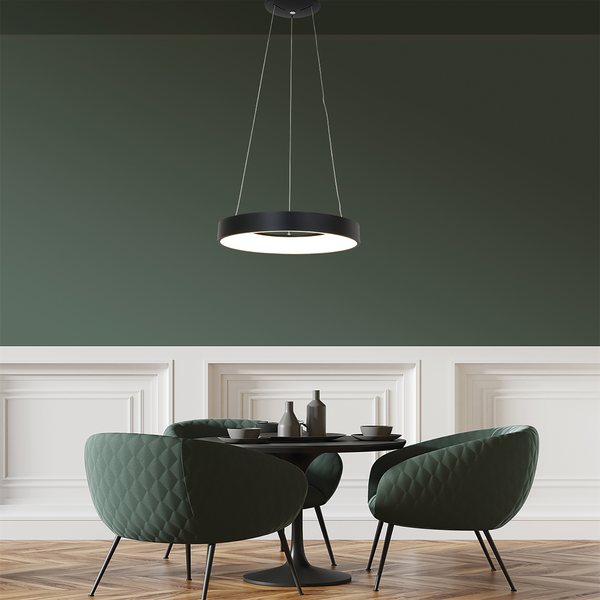 LED-Pendelleuchte Ringlede - Aluminium - 1-flammig - Schwarz - Durchmesser: 48 cm