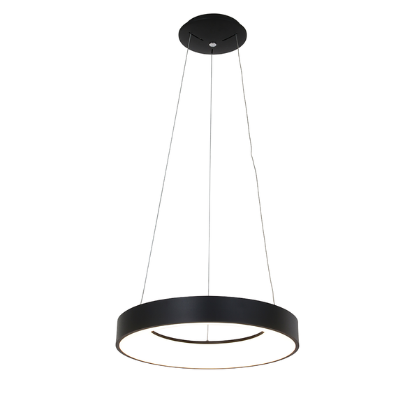 LED-Pendelleuchte Ringlede - Aluminium - 1-flammig - Schwarz - Durchmesser: 48 cm