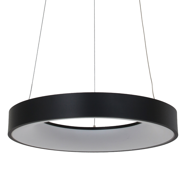 LED-Pendelleuchte Ringlede - Aluminium - 1-flammig - Schwarz - Durchmesser: 48 cm