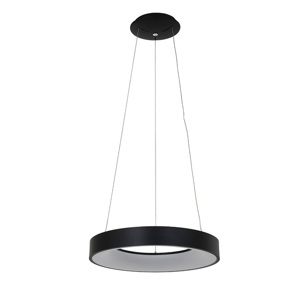 LED-Pendelleuchte Ringlede - Aluminium - 1-flammig - Schwarz - Durchmesser: 48 cm