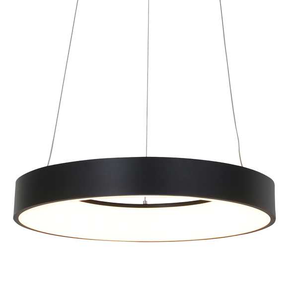 LED-Pendelleuchte Ringlede - Aluminium - 1-flammig - Schwarz - Durchmesser: 48 cm