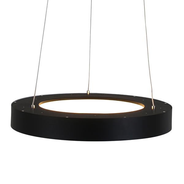 LED-Pendelleuchte Ringlede - Aluminium - 1-flammig - Schwarz - Durchmesser: 48 cm