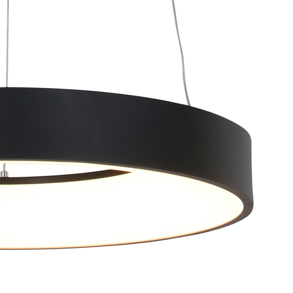 LED-Pendelleuchte Ringlede - Aluminium - 1-flammig - Schwarz - Durchmesser: 48 cm