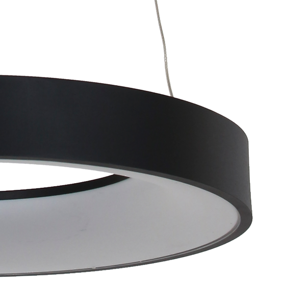 LED-Pendelleuchte Ringlede - Aluminium - 1-flammig - Schwarz - Durchmesser: 48 cm