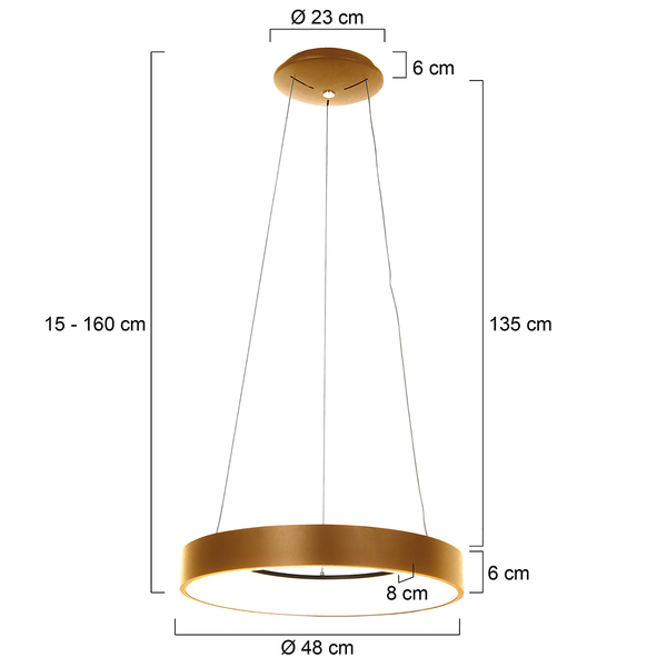 LED-Pendelleuchte Ringlede - Aluminium - 1-flammig - Kupfer - Durchmesser: 48 cm