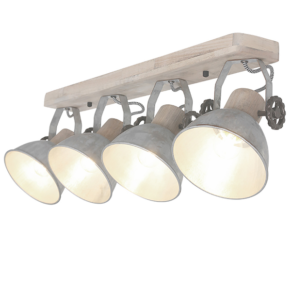 Deckenleuchte Gearwood V - Eisen / Eiche teilmassiv - 4-flammig