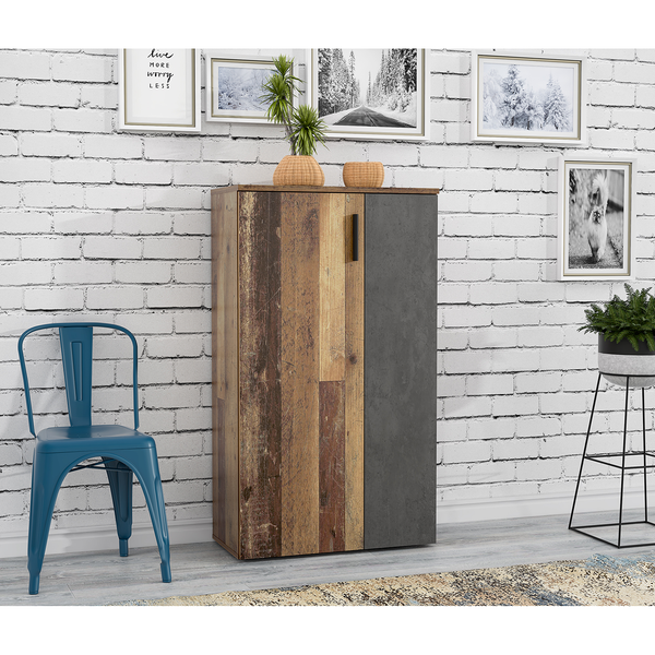 Schuhkommode Cofresi - Altholz Dekor / Anthrazit