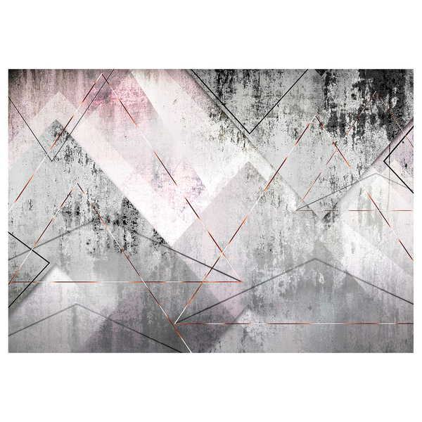 Vlies Fototapete Triangular Perspective - Vlies - Grau / Pink - 300 x 210 cm