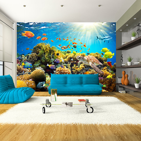 Vlies Fototapete Underwater Land - Vlies - Mehrfarbig - 100 x 70 cm