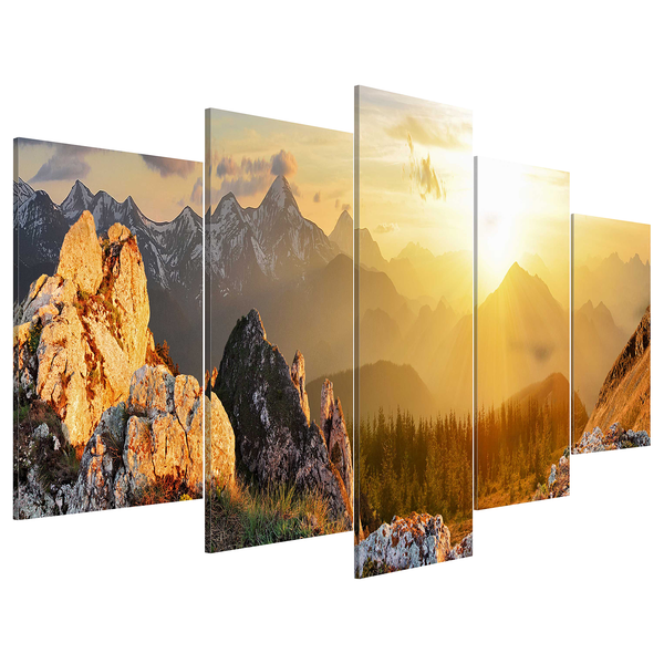 Wandbild Begrüßung der Sonne - Leinwand - Mehrfarbig - 200 x 100 cm