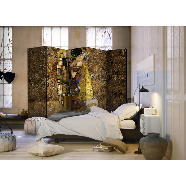 Paravent Golden Kiss - Vlies - Mehrfarbig - 5-teilig