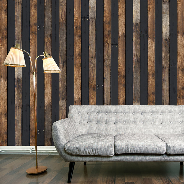 Vlies Fototapete Wooden Duo - Vlies - Mehrfarbig - 50 x 1000 cm