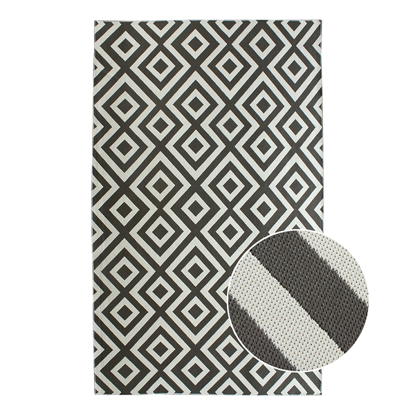 In-/Outdoorteppich Saal - Kunstfaser - Elfenbein / Grau - 80 x 150 cm